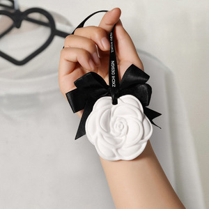 Elegant White Rose Hanging <b>Car</b> Freshener Resin Long Lasting Scent Natural Evaporation No Electricity Needed - Product Image 2