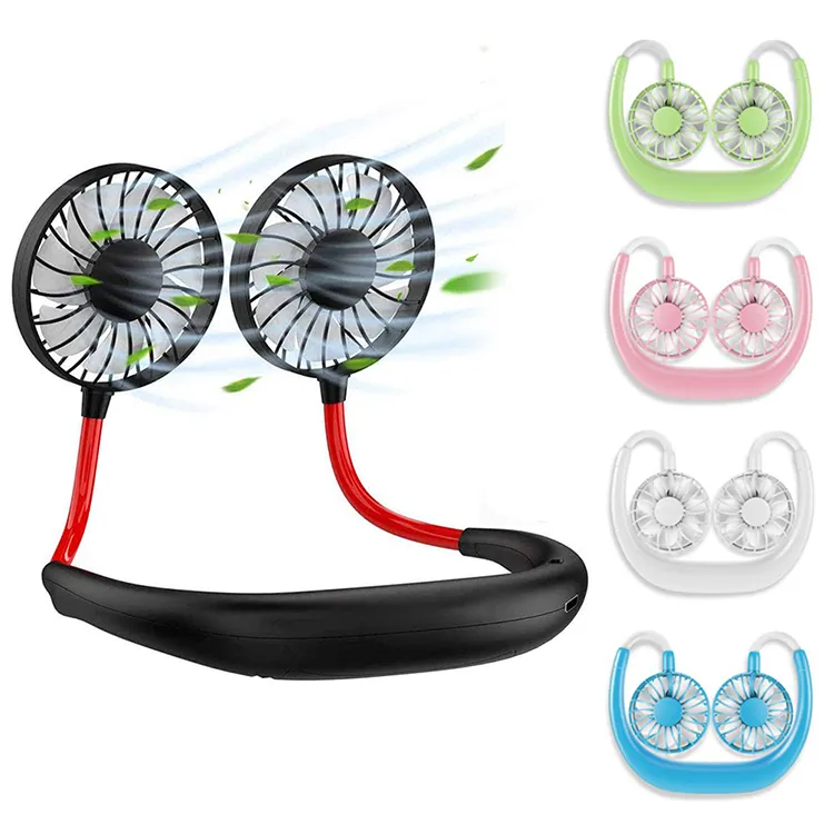 Hot Sale Summer Cooling Fan Mini Neck Hanging Fan Hands Free Mini USB Neckband Fan for Sports Home Office Travel