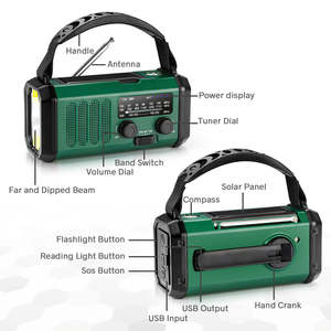Radio de Emergencia Solar XSY-330 de 5000mAh con Manivela, Banco de Energía, AM/FM, Linterna LED y Alarma SOS para Camping y Desastres - Product Image 4