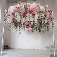 MSFAME Grand cercle de fleurs artificielles roses pour décoration de mariage indien, support de fleurs pour décoration de mariages