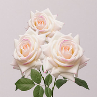Vente en gros de fleurs artificielles de haute qualité au toucher réel, roses en latex blanc et rose poudré, centres de table pour mariage et décoration de la maison