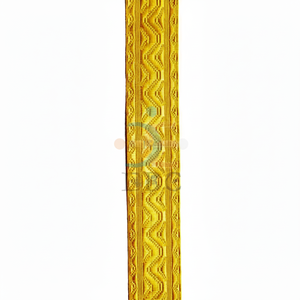Encaje Jacquard de Fábrica, Ecológico, para Vestimentas Religiosas, con Adornos de Trenza, Pedrería, Lentejuelas, Encaje Francés, Hilo Metálico Dorado, Mylar - Product Image 1