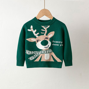 FNJIA Custom Children's Winter Sweater Europe America Cartoon <strong>Christmas</strong> Deer Pullover <strong>Jumper</strong> <strong>for</strong> <strong>Girls</strong> Knitted Design - Product Image 3