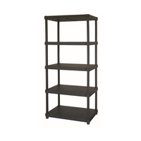 Étagères de garage en plastique PP résistant aux intempéries, 5 couches, faciles à installer, noires, capacité de 450 kg, design multifonction détachable, outils