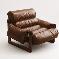 Fauteuil individuel personnalisable en similicuir avec fonction inclinable, style Mid-Century Modern, pour salon et hôtel