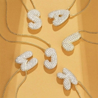 Collar de 26 letras con circonitas, cadena grande de oro de 18K, colgante inglés exagerado de 18K, collar de dijes de moda