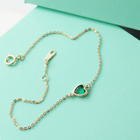 Bracelet chaîne délicat en argent sterling 925 avec zircon et émeraude de laboratoire sertie clos, bijoux minimalistes pour femme, vente en gros