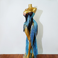 Robe de scène pour femmes, salsa latine, samba, danse de salon, sans bretelles, à franges, à paillettes, maxi, costume de performance, sur mesure, tenue de fête drag queen