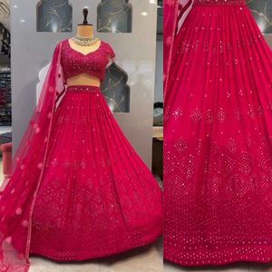 Readymade Indian Designer Lehenga Avec Dupatta, Georgette Avec Sequin Broderie Travail Partie Porter Bollywood Outfit pour les Femmes - Product Image 6