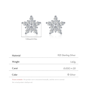 Pendientes de Plata 925 con Diseño de Copo de Nieve, Baño de Rodio, Moissanita Redonda de Corte Brillante, Engaste de Garra, Estilo Moderno, Uso Diario para Mujer - Product Image 4