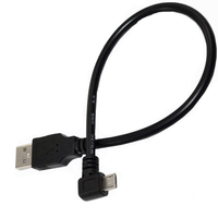 Schwarzes Abgeschirmtes USB 2.0 Daten- und Ladekabel mit 90-Grad-Winkel Micro-USB-Stecker