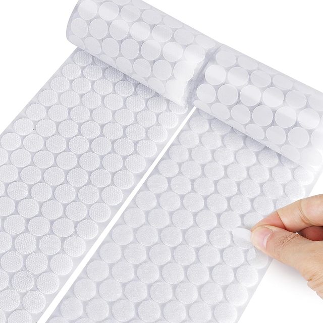 Transparent Round Squares Adjustable Printed Heavy Duty Nylon Self Adhesive Back Dots Circle Tape logo Rolls Hook and Loop Dot