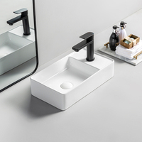Lavabo de comptoir en céramique blanche de conception italienne, taille 18 pouces, rectangulaire, pour salle de bain