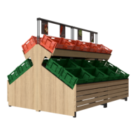 Fabrieks-OEM houten en metalen groente- en fruitrek voor detailhandel, supermarkt en groentenmarkt; displaystandaard en productenrek ontwerp