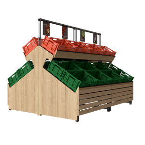 Estante de Exhibición para Frutas y Verduras de Madera y Metal, Diseño OEM de Fábrica, para Tiendas de Abarrotes y Supermercados - Product Image 2