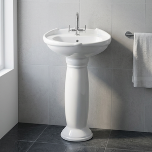 Lavabo sur pied carré en porcelaine blanche de qualité export, vasque moderne pour salle de bain, équipement sanitaire - Product Image 2