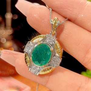 Parures de bijoux vintage en cuivre écologiques, hypoallergéniques, haut de gamme, avec zircon cubique émeraude 10*12-6*8mm, ensemble assorti de qualité supérieure - Product Image 5