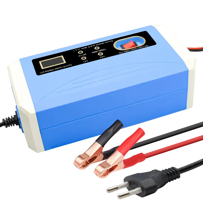 Prix moins cher 12V 24V 10A chargeur de batterie de moto de voiture affichage lcd automatique camion cellule sèche eau chargeur de batterie au plomb