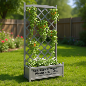 กระถางต้นไม้พลาสติกสีเทาสุดหรูพร้อมโครงตาข่ายสำหรับปลูกดอกไม้และต้นไม้สีเขียว - Product Image 2