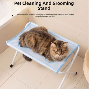 Soporte para Baño de Gatos, Silla Plegable de Poliéster para Recortar Uñas, Antirrasguños y Anti-mordidas, Herramienta Esencial para el Cuidado de Mascotas - Product Image 1