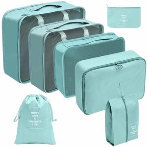 Ensemble de 7 pièces de sacs de compression pour bagages, organisateurs de valises bleu marine et rouge, sac de voyage bleu, organisateur rose, cubes de rangement gris pour bagages personnels, sac de voyage - Product Image 2