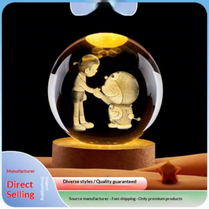 Boule de cristal K9 gravée au laser <span class=keywords><strong>3D</strong></span>, lampe de nuit LED, lampe <span class=keywords><strong>en</strong></span> verre chaud avec base <span class=keywords><strong>en</strong></span> bois pour la chambre des enfants, décoration de la maison, cadeau d'anniversaire - Product Image 2