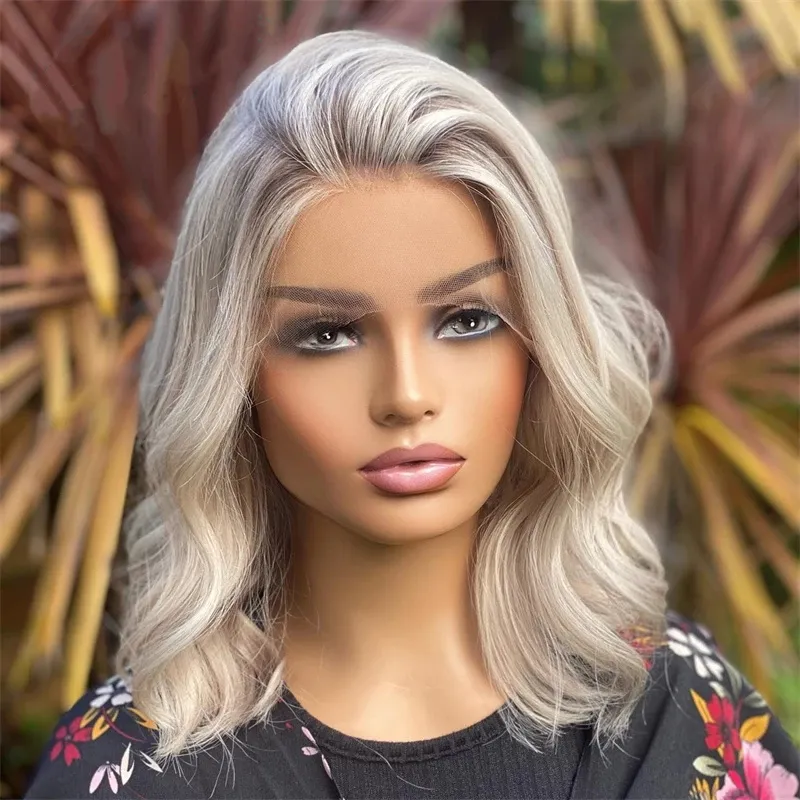 White Gold Short Loose Wave 360 Human Hair Wigs Lace Frontal With Natural Hairline Wholesale Price Wig