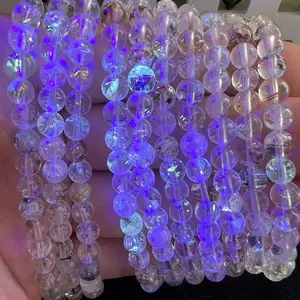 Natural Crystal Round Beads Herkimer Diamond Bracelet For Energy