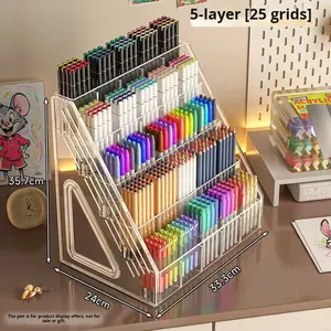 Органайзер для ручек и кистей из пластика, большой емкости, с разделителями, для акварельных ручек, настольный, для хранения маркеров - Product Image 6