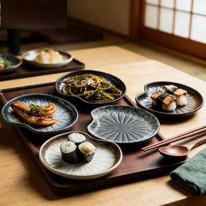 Custom Large Classic Fruit Restaurant <b>Serving</b> <b>Dish</b> Kitchen Cake <b>Sets</b> Reusable Portable Japandi Style Ceramic Porcelain - Product Image 3