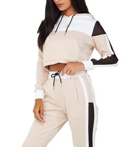 Panel de color negro con blanco cuello redondo sudadera chándal de las mujeres fabricación por SKYFA deportes - Product Image 5