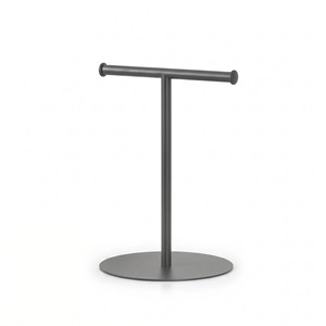 Porte-serviettes double noir sur pied en acier inoxydable pour salle de bain - Product Image 2