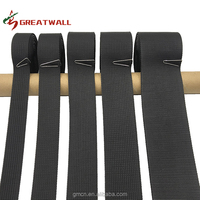 Stock plaine plat 20mm 25mm 32mm 38mm 50mm sangle en nylon noir pour sacs à bandoulière