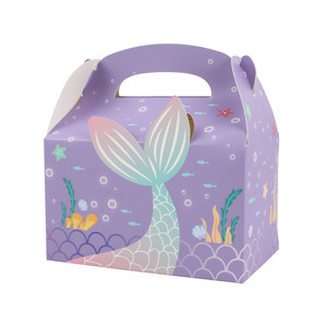 Thème de sirène carré à main gâteau Biscuit pâtisserie boîtes en papier imprimé motif <span class=keywords><strong>du</strong></span> <span class=keywords><strong>monde</strong></span> sous-marin pour les fêtes de mariage d'anniversaire - Product Image 3