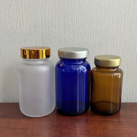 Bouchon de sécurité pour enfant bouche large ambre bleu vert Packer pharmacie petite bouteille de pilule pot en verre pour capsules de complément alimentaire