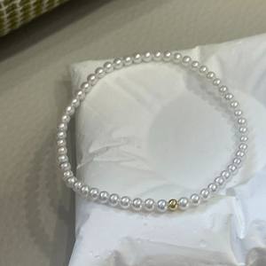 Pulsera de Perlas Redondas de Agua Dulce Natural de 3-4 mm de Alto Brillo, Oro de 18K - 5A+ para Xiaomi - Product Image 1