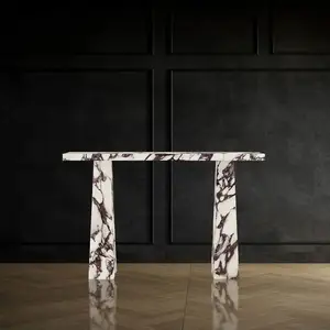 Meubles en marbre HZX Calacatta Viola table murale haut de gamme canapé de luxe entrée couloir table console d'angle en pierre