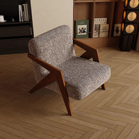 Fauteuil à bras en bois massif antique français avec housse en lin pour salon, villa, hôtel - Fauteuil d'appoint inclinable moderne de luxe léger