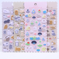 Autocollant en feutre doux, autocollant 3D épaissi en flocage, autocollant gaufré mignon chat, chien et oiseau pour la décoration de scrapbooking, journal et projets DIY