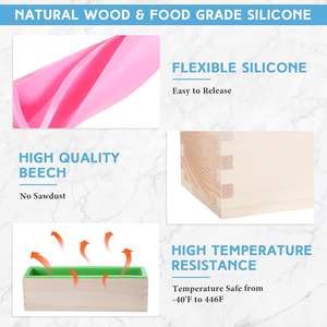 Moule à savon rectangulaire en silicone de haute qualité 1200 ml avec boîte en bois – Outil DIY pour la fabrication de savon et de gâteaux - Product Image 6