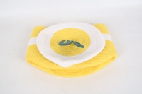 Panier de rangement en corde de coton en gros avec couvercle, bac de rangement rond pour jouets d'enfants, organisateur tressé jaune et blanc pour chambre d'enfant et chambre à coucher