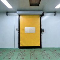 Porte à enroulement automatique à grande vitesse en PVC polymère Xinguangda, ouverture latérale électrique, écran pliant, surface finie, pour entrepôt, garantie 1 an