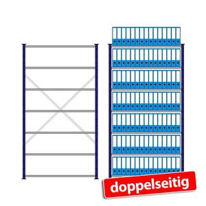 Fachbodenal MIT 7 böden, stecksystem, grundregal, doppelseitike Ausführung, bxtxh 1270x630(2x315)x2300 mm, oberfläche kunstst - Product Image 2