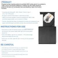 Vente directe d'usine OEM haute vitesse 8X DVD-RW lecteur optique CD-RW externe USB 3.0 Plug and Play pour ordinateur de bureau ordinateur portable noir
