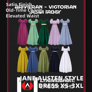 Regency <span class=keywords><strong>Romance</strong></span> estilo satén Vintage vestido <span class=keywords><strong>de</strong></span> fiesta Medieval cintura alta Jane Austen vestido Cosplay disfraz para Halloween 2017 - Product Image 2
