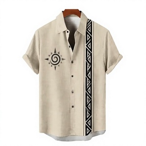 เสื้อเชิ้ตทักซิโด้ลายทางสไตล์เรโทรลำลองสำหรับผู้ชายฤดูร้อน ยุโรป สหรัฐอเมริกา พิมพ์ลายดิจิทัล 3 มิติ เป็นมิตรกับสิ่งแวดล้อม ปกเสื้อแบบปกเชิ้ต แขนสั้น - Product Image 3