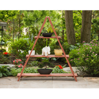 Étagère de stock sans quantité minimale de commande quantité échelle extérieure en bois support pour plante avec trois étagères livraison en 7 jours