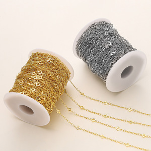 Gold Plated Chain Jewelry Findings For <b>Bracelet</b> Making 18k <b>Copper</b> Plating Extension Chain DIY Craft Components - Product Image 1