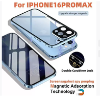 Coque de téléphone en métal avec protection en verre trempé HD double face à 360 degrés et film magnétique pour objectif, compatible iPhone 17 18 Pro Max 16 15