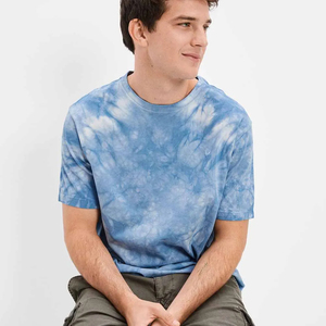 Camiseta de manga corta para hombre con logotipo personalizado de alta calidad, teñido anudado de celebridades de Internet con estampado de grafiti pintado a mano, algodón 100% - Product Image 4